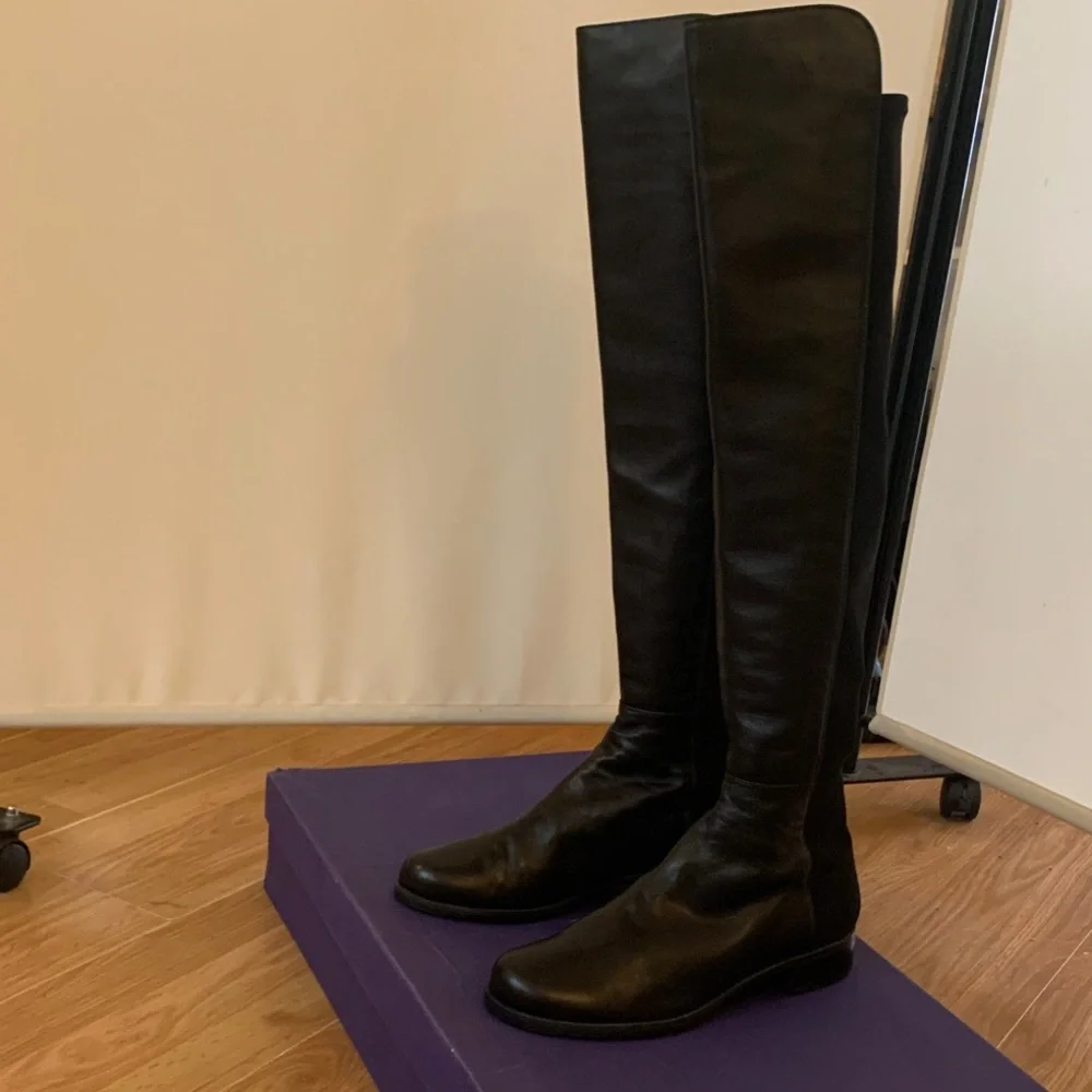 Stuart weitzman Women’s Black leather Tall 5050 Riding Boots 8 worn once - Picture 4 of 13
